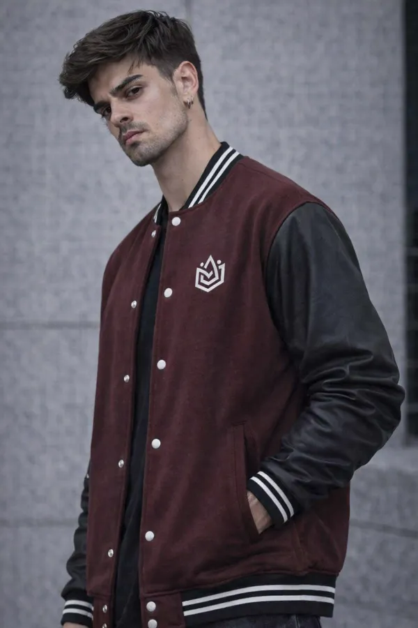 Maroon_Faux_Leather_Fleece_Varsity_Jacket_For_Men