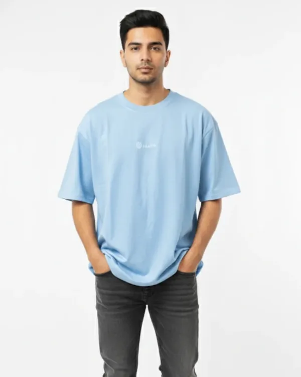 Light_Blue_Cotton_Blend_Oversized_Crew_Neck_T-Shirt_For_Men