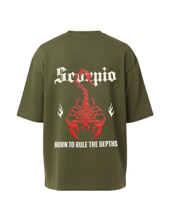Olive_Green_Cotton_Oversized_Scorpio_Graphic_T-Shirt_For_Men