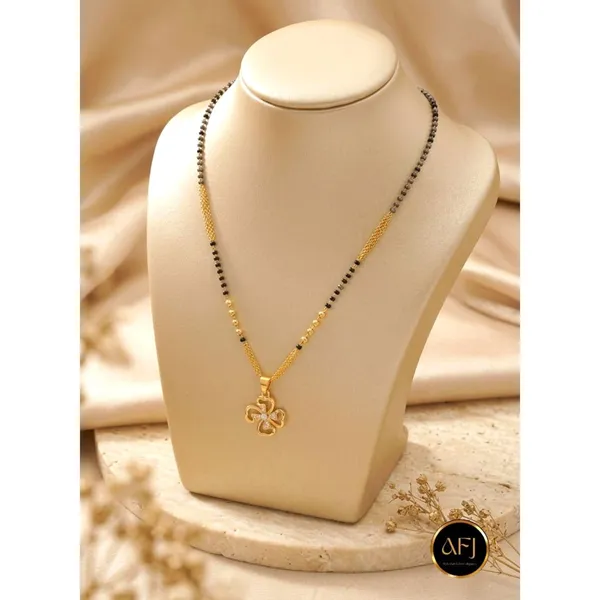 Gold_Copper_Floral_Pendant_Black_Bead_Mangalsutra_Necklace_For_Women