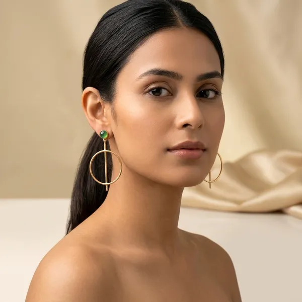 Gold_Sea_Green_Brass_Geometric_Hoop_Drop_Danglers_For_Women