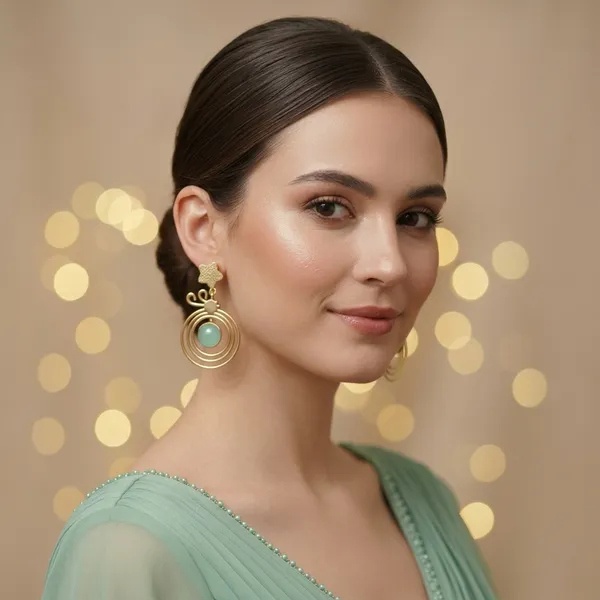 Gold_And_Sea_Green_Brass_Celestial_Orbital_Star_Drop_Earrings_For_Women