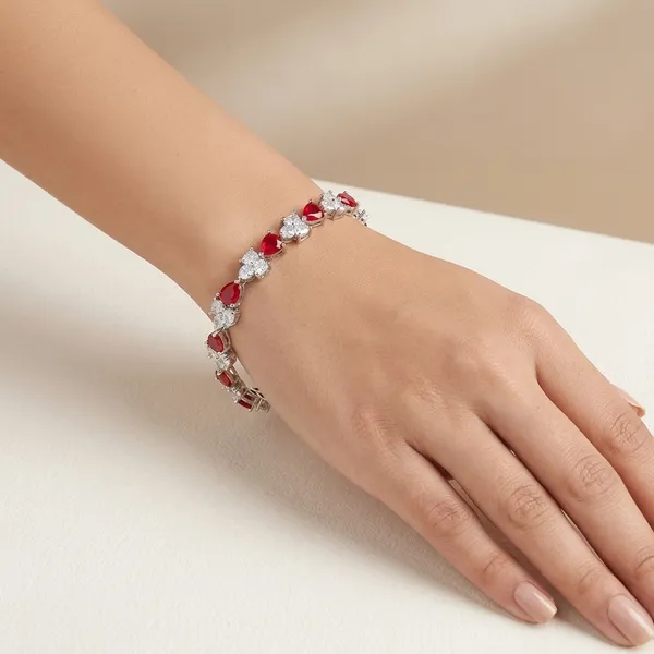 Red_Metal_Floral_Cz_Ruby_And_Clear_Stone_Link_Bracelet_For_Women
