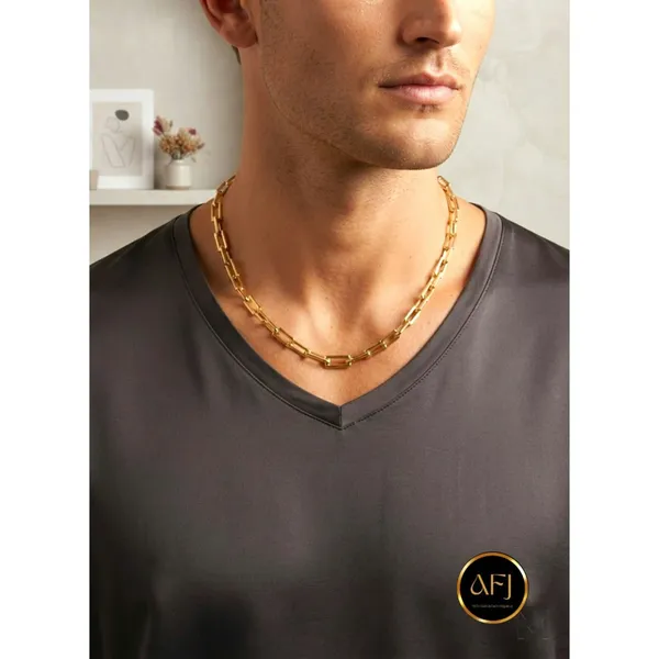 Men's_Gold_Anti-Tarnish_Stainless_Steel_Rectangular_Link_Chain_Necklace