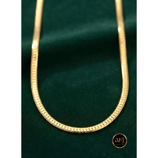 Men's_Gold_Anti-Tarnish_Stainless_Steel_Flat_Chevron_/_Herringbone_Snake_Chain_Necklace