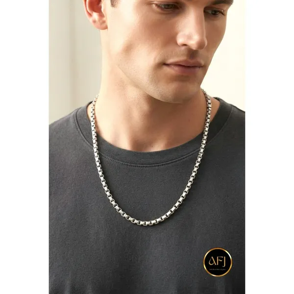 Men's_Silver_Plated_Anti-Tarnish_Stainless_Steel_Box_Link_Neck_Chain