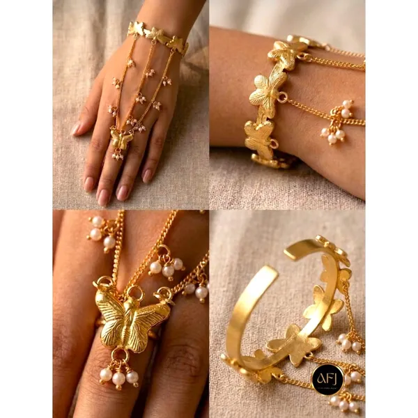 Gold_Brass_Butterfly_Pearl_Dangle_Hand_Chain_Bracelet_For_Women
