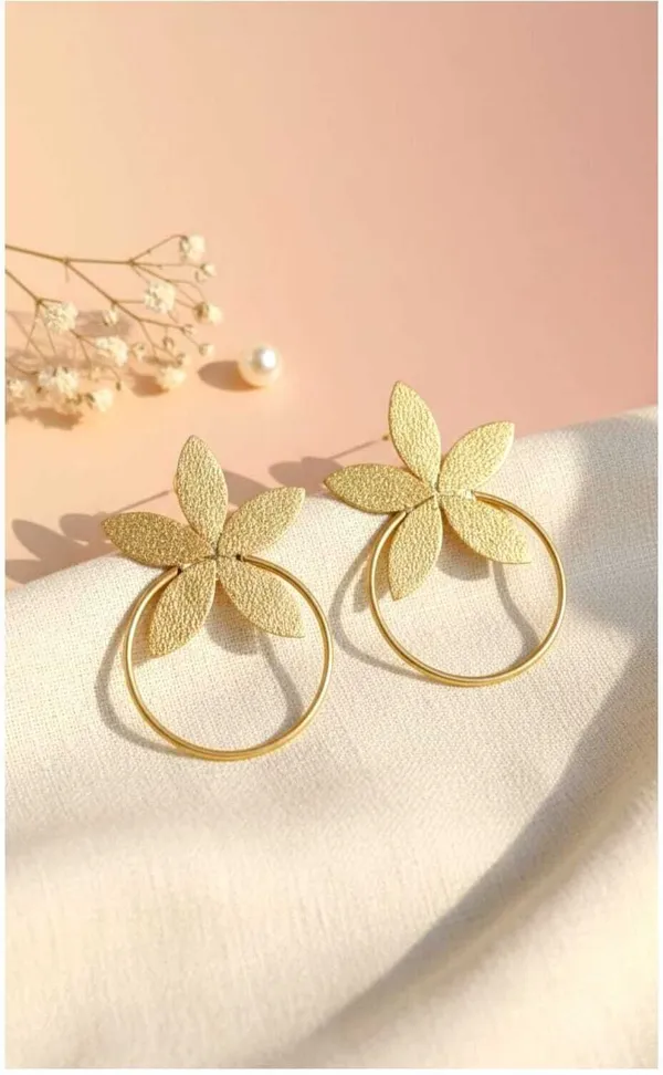 Gold_Brass_Floral_Blossom_Open_Hoop_Earrings_For_Women