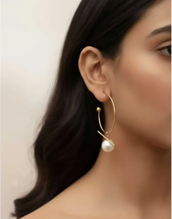Gold_Stainless_Steel_T-Bar_Pearl_Drop_Hoop_Earrings_For_Women