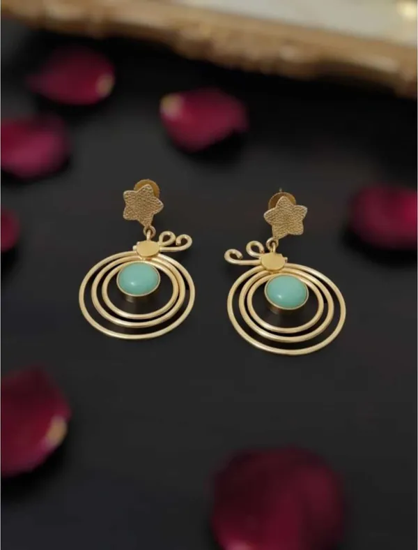 Gold_And_Sea_Green_Brass_Celestial_Orbital_Star_Drop_Earrings_For_Women