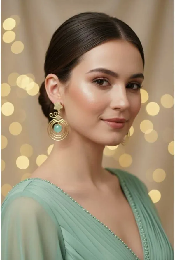 Gold_And_Sea_Green_Brass_Celestial_Orbital_Star_Drop_Earrings_For_Women