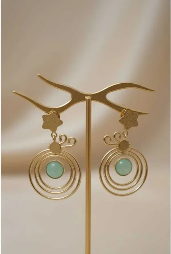 Gold_And_Sea_Green_Brass_Celestial_Orbital_Star_Drop_Earrings_For_Women