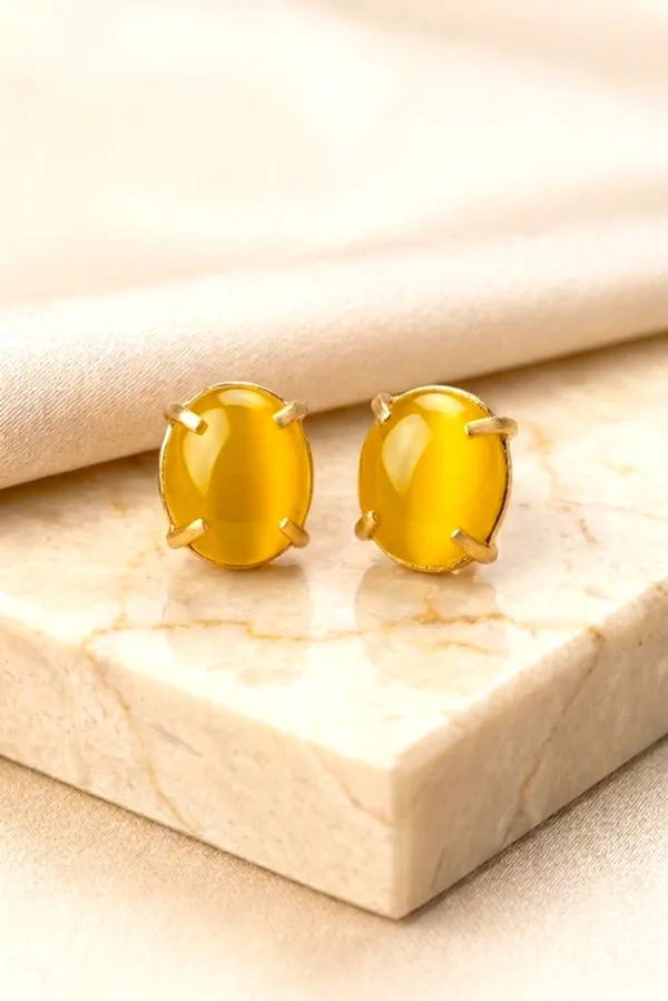 Gold_Yellow_Brass_Oval_Stone_Stud_Earrings_For_Women