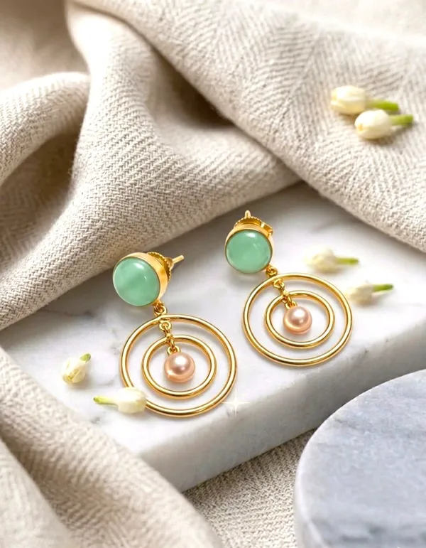 Gold_Sea_Green_Brass_Mint_Stone_Pearl_Orbit_Drop_Danglers_For_Women