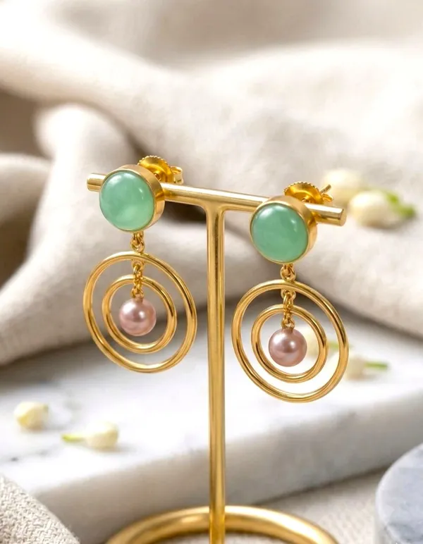 Gold_Sea_Green_Brass_Mint_Stone_Pearl_Orbit_Drop_Danglers_For_Women