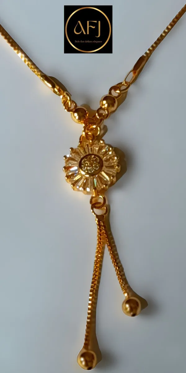 Gold_Copper_Floral_Crystal_Tassel_Anti-Tarnish_Drop_Necklace_For_Women