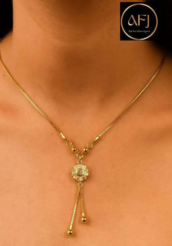 Gold_Copper_Floral_Crystal_Tassel_Anti-Tarnish_Drop_Necklace_For_Women