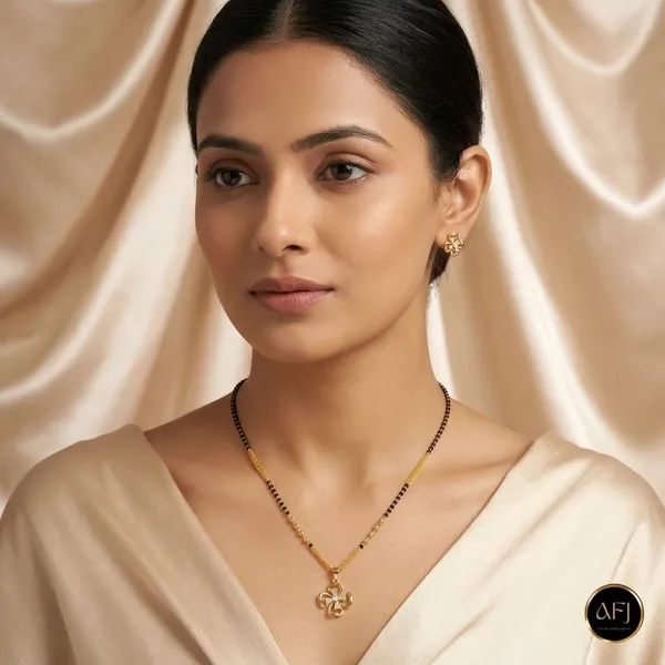 Gold_Copper_Floral_Pendant_Black_Bead_Mangalsutra_Necklace_For_Women