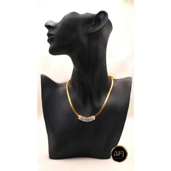 Anti-Tarnish_Baguette_CZ_Herringbone_Snake_Chain_Necklace