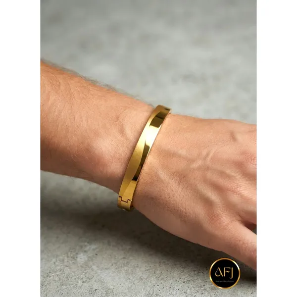 The_Minimalist_Aura:_18K_Gold_Plated_Brushed_Bangle_Bracelet