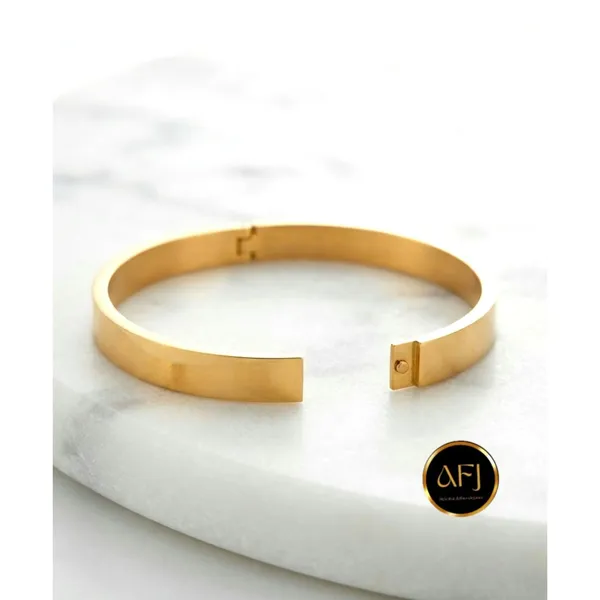 The_Minimalist_Aura:_18K_Gold_Plated_Brushed_Bangle_Bracelet