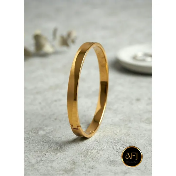 The_Minimalist_Aura:_18K_Gold_Plated_Brushed_Bangle_Bracelet