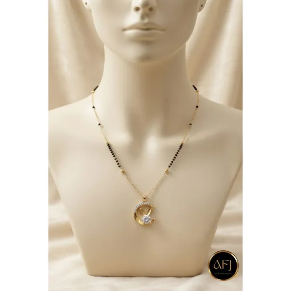 Crescent_CZ_Solitaire_Mangalsutra_|_Anti-Tarnish_Copper_Jewelry