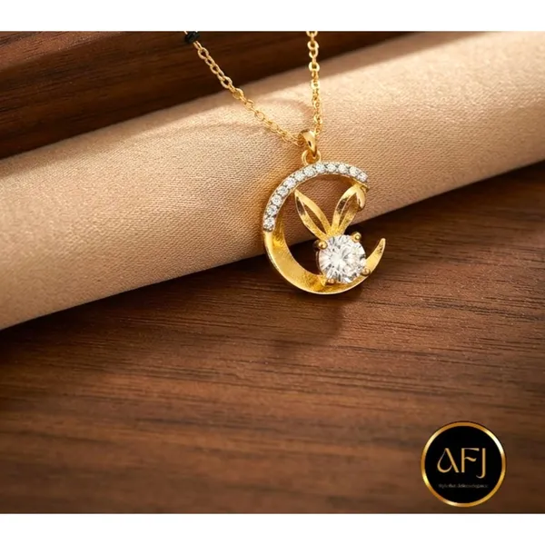 Crescent_CZ_Solitaire_Mangalsutra_|_Anti-Tarnish_Copper_Jewelry