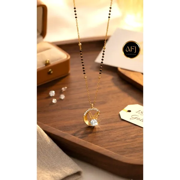 Crescent_CZ_Solitaire_Mangalsutra_|_Anti-Tarnish_Copper_Jewelry