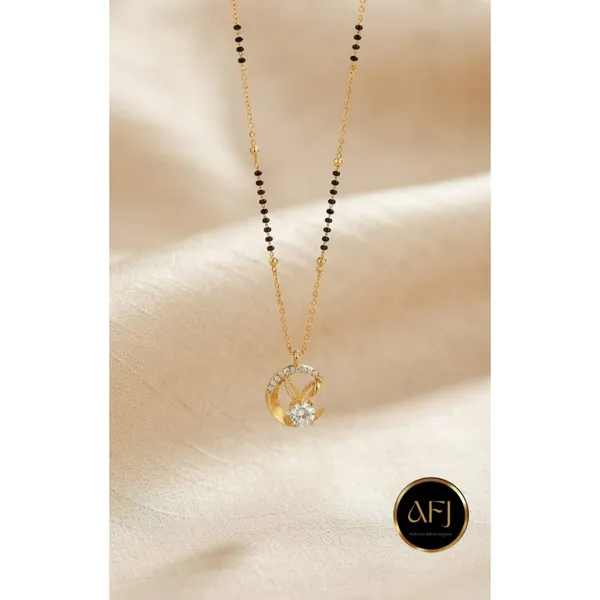 Crescent_CZ_Solitaire_Mangalsutra_|_Anti-Tarnish_Copper_Jewelry