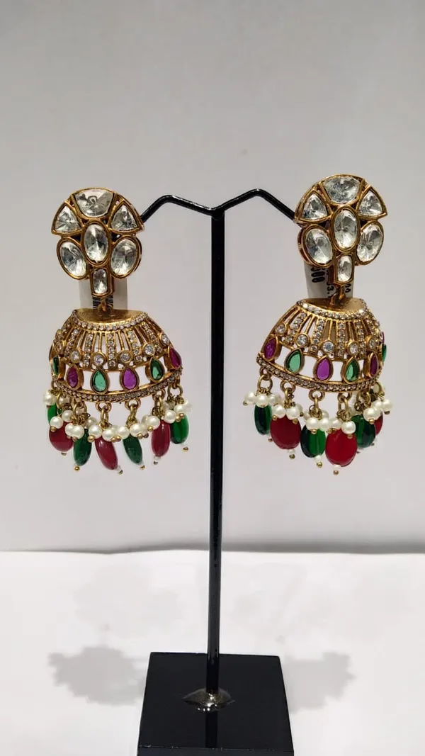 Multicolor_Gold-Plated_Brass_Kundan_Jhumka_Earrings_For_Women