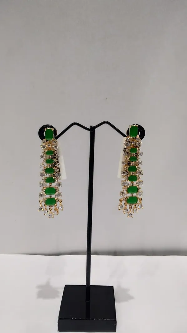 Green_And_Gold_Brass_Stone_Long_Drop_Earrings_For_Women