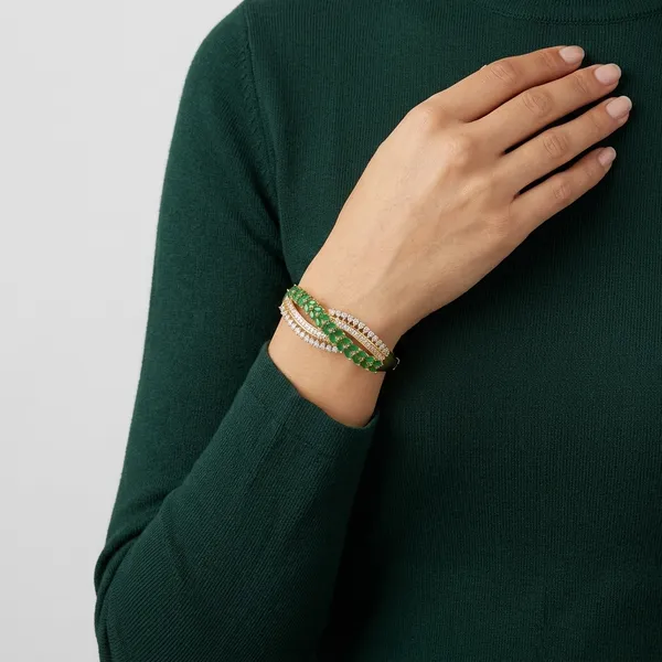 Gold_And_Green_Brass_Green_Stone_Crystal_Bangle_For_Women