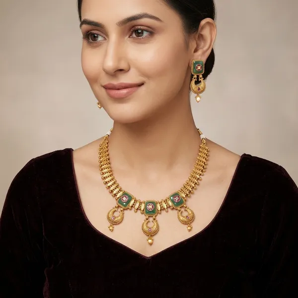 Gold_Brass_Kundan_Meenakari_Necklace_Set_For_Women