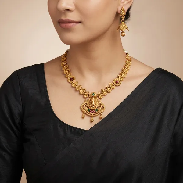 Gold_Brass_Temple_Design_Necklace_Set_For_Women