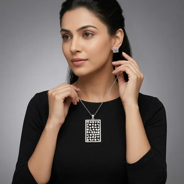 Gold_And_Clear_Brass_Cubic_Zirconia_Pendant_Set_For_Women