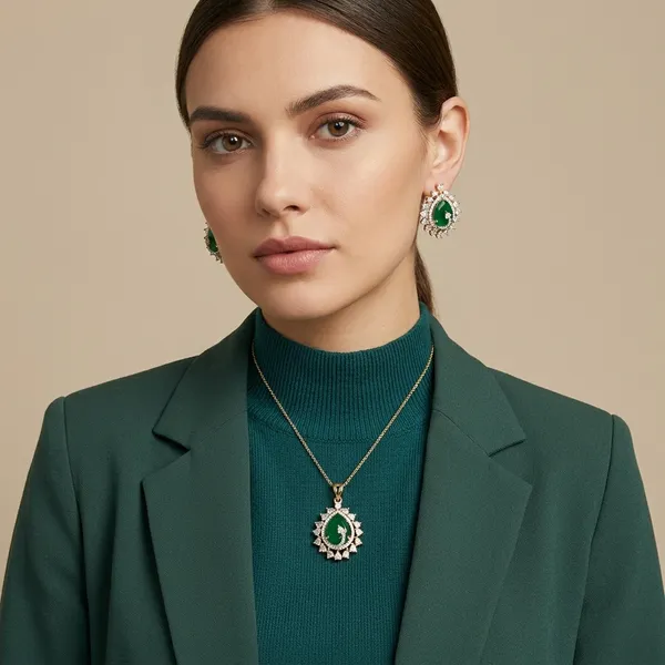 Green_And_Gold_Brass_Stone_Pendant_Set_For_Women