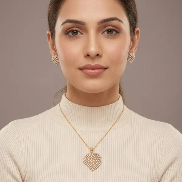 Gold_And_Clear_Brass_Heart-Shaped_Pendant_Set_For_Women