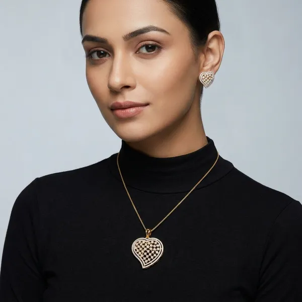 Gold_And_Clear_Brass_Heart-Shaped_Pendant_Set_For_Women