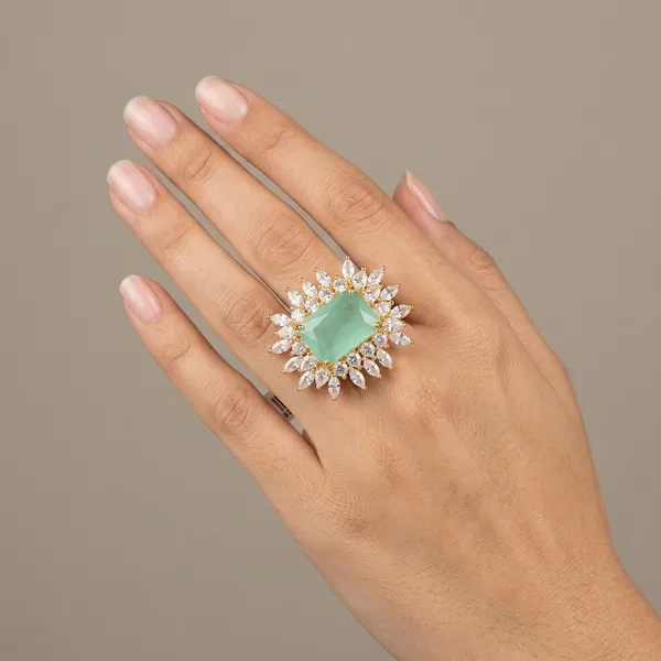 Green_And_Gold_Brass_Stone_Cocktail_Ring_For_Women