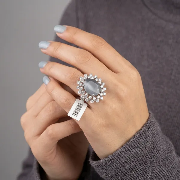 Clear_Brass_Grey_Stone_Floral_Cocktail_Ring_For_Women