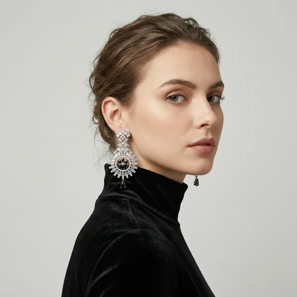 Silver_Brass_Floral_Crystal_Black_Stone_Drop_Earrings_For_Women