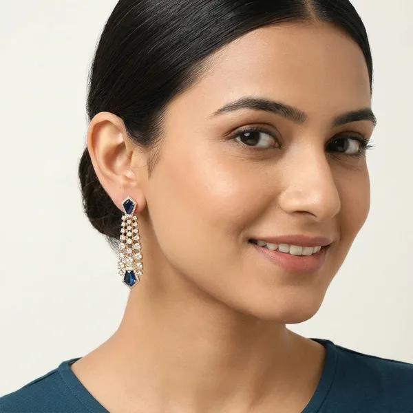 Gold_And_Blue_Brass_Stone_Drop_Earrings_For_Women