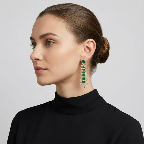 Green_And_Gold_Brass_Stone_Long_Drop_Earrings_For_Women