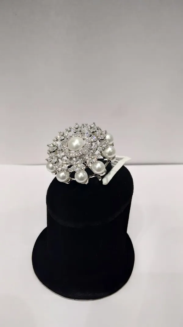 White_Brass_Pearl_Crystal_Cocktail_Ring_For_Women