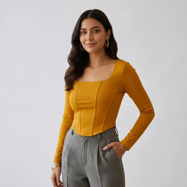 Chic_Square_Neck_Corset_Top_Yellow