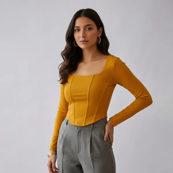 Chic_Square_Neck_Corset_Top_Yellow