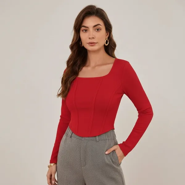 Chic_Square_Neck_Corset_Top_Red