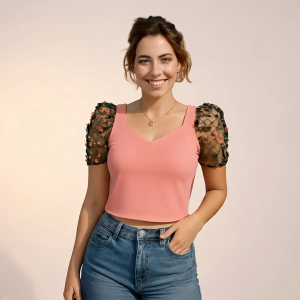 Chic_Puff_Sleeve_Crop_Top_Pink