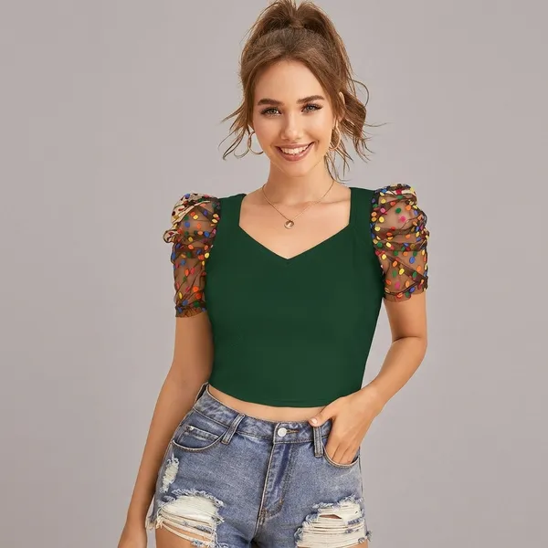 Chic_Puff_Sleeve_Crop_Top_Green
